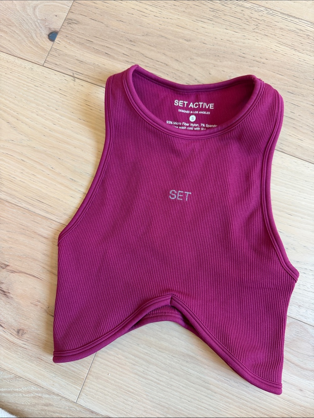 SET Active Ribbed Racerback Crop Top in Berry Red
